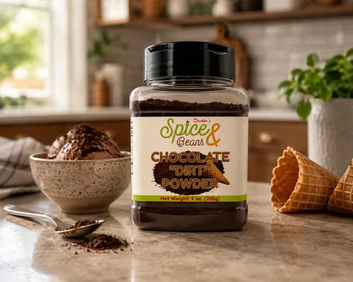 Vista 3 de Polvo de Galleta de Chocolate "Dirt" Cobertura para Helado y Decoración de Postres por Dasher's Spice & Beans 9 oz.