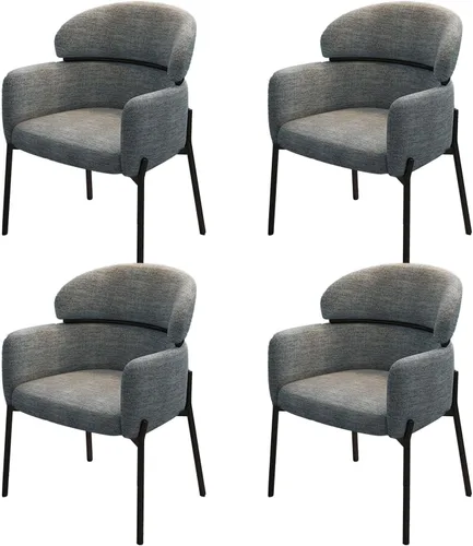 Vista 18 de Sillas de cocina de comedor con lino de algodón, juego de sillas de comedor con cojines, silla de sala de estar con almohadilla antideslizante