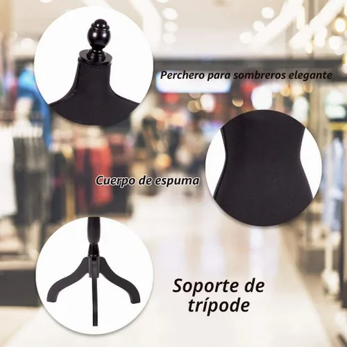 Vista 3 de Maniquí de espuma corporal para mujer, maniquí de espuma de 60 a 67 pulgadas, maniquí de vestido ajustable con base de trípode de madera