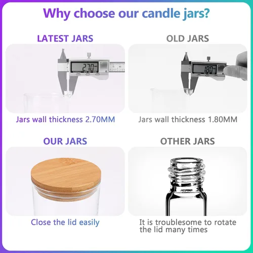 Vista 5 de 20 PCS Tarros para Velas, Tarros para Velas con Tapas, Kit para Hacer Velas, Tarros para Velas al Por Mayor para Velas