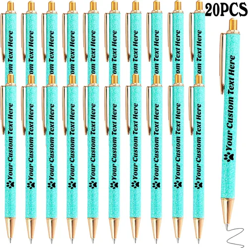 Vista 25 de 10 bolígrafos personalizados con purpurina, bolígrafos impresos personalizados a granel, bolígrafos retráctiles de tinta negra para graduación
