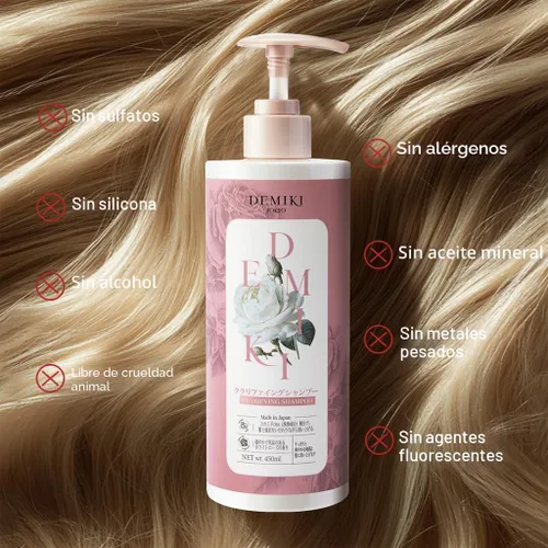 Vista 7 de Conjunto de champú y acondicionador japonés DEMIKI para mujeres, conjunto de champú y acondicionador para cabello graso, sin sulfato, aroma a rosa