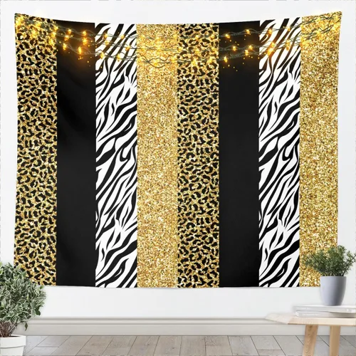Vista 6 de Leopard Print Tapestry,Cheetah Zebra Skin Rustic Farmhouse Wall Tapestries,Girls Women Room Decor,Geometric Stripes Patchwork Chic Wall Leopard 10