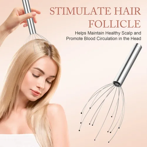 Vista 2 de Healifty Rascador de cabeza de masaje en el cuero cabelludo: hormigueo manual para estimulación suave del cabello, pinza de cabeza de garra, spa