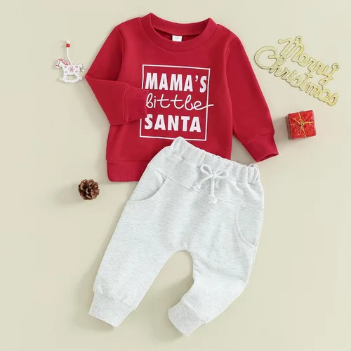 Vista 2 de Mandizy Conjunto de ropa deportiva de manga larga con cuello redondo para bebé niño