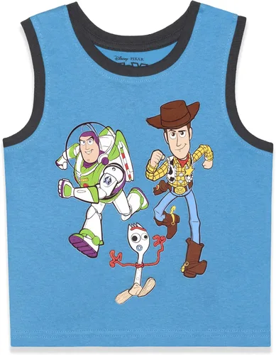 Vista 4 de Disney Toys Story Buzz Woody and Forky - Conjunto de camiseta sin mangas y pantalones cortos para niños pequeños y pequeños grisazulnegro