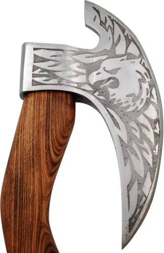 Vista 2 de Cuchillo de cocina Ulu hecho a mano con mango de madera de rosa, viene con funda de cuero (6009, acero de alto carbono)