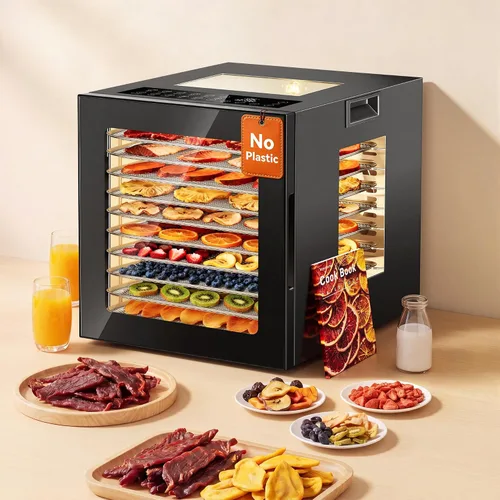 Vista 9 de Manastin Máquina deshidratadora de alimentos 10 bandejas de acero Negro