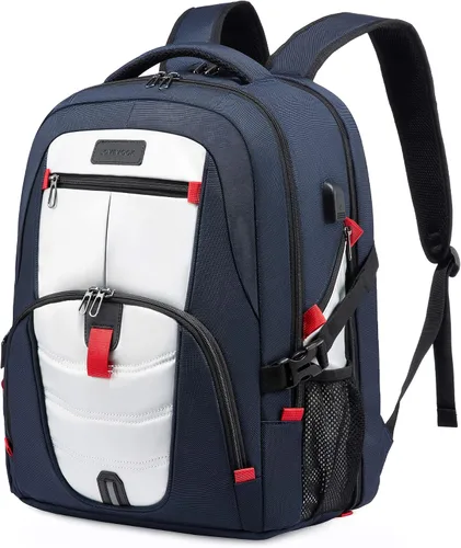 Vista 15 de Mochila grande de viaje y para laptop, es impermeable, antirrobo, con cerradura y puerto de carga USB, para negocios, hombres, mujeres, escuela
