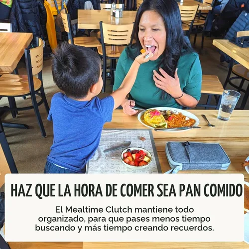 Vista 5 de THEO'S Embrague de suministros de destete LED para bebés, se adapta a los elementos esenciales de la comida e incluye trabillas para utensilios