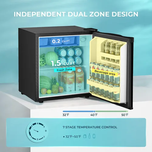 Vista 2 de EUHOMY Mini refrigerador de 1.7 pies cúbicos, refrigerador compacto
