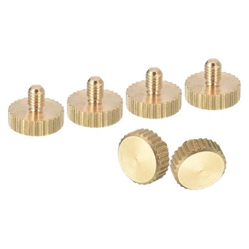 Vista 16 de uxcell Tornillos moleteados M3x4mm, 4 piezas de cabeza moleteada plana totalmente roscados, tornillos de latón para pulgar, pernos de agarre Fully