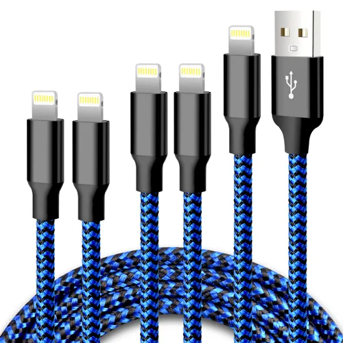 Vista 22 de Cable USB a Lightning, paquete de 5 cables de carga rápida para iPhone Negro