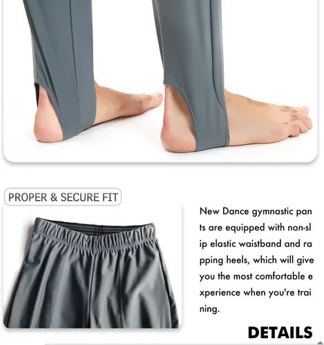 Vista 4 de Pantalones de gimnasia para hombres y niños, leotardo, mallas de ballet juveniles, pantalones de estribo para danza, yoga, práctica atlética