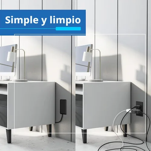 Vista 6 de LIDER LWE3-315-BK - Extensor de toma de corriente de cara plana con 3 receptáculos, enchufe de pared ultrafino, regleta de alimentación con cable