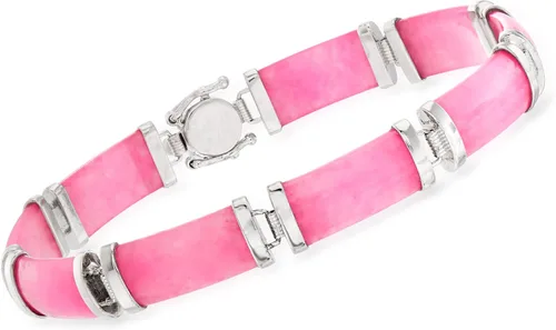 Vista 3 de Ross-Simons - Pulsera de buena fortuna de jade en plata de ley