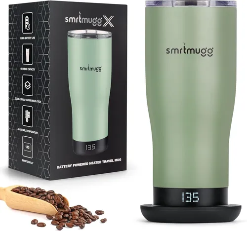Vista 9 de SMRTMUGG X Taza de café calentada de 19 oz., duración de batería de 8 horas, autocalentamiento, temperatura controlada ajustable, pantalla LCD