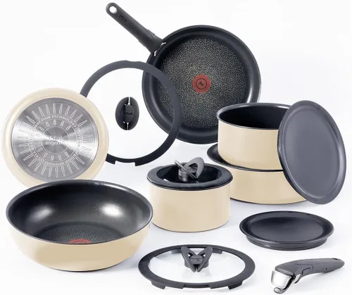 Vista 14 de T-fal Ingenio Essentials - Juego de utensilios de cocina con mango desmontable/extraíble de 11 piezas, granito titanio antiadherente, apto para Beige