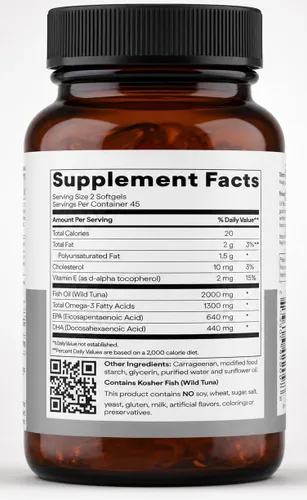 Vista 3 de Maxi Health® Suplementos Omega 3 de aceite de pescado, 2000 mg
