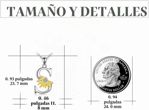 Vista 5 de POPLYKE Collar de girasol con inicial para mujer, plata de ley 925, colgante de girasol, cadena con dije de letra inicial
