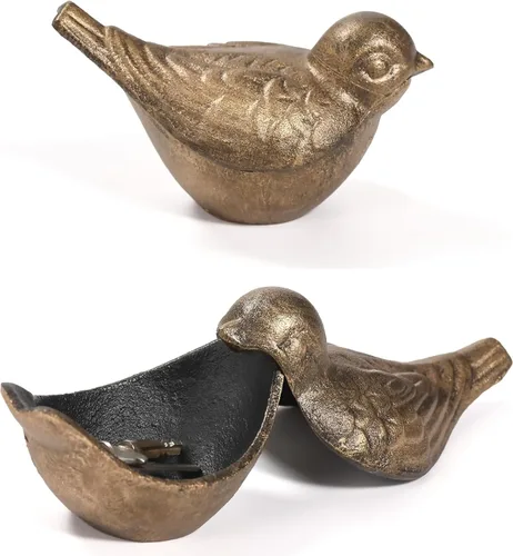 Vista 10 de Ocultador de llaves para exteriores, estatua de animal de hierro fundido y llaves para exteriores, soporte decorativo para llaves ocultas, antiguo