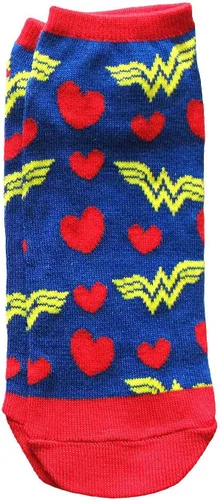 Vista 5 de Hyp DC Comics Wonder Woman Classic Juniors - Paquete de 5 calcetines tobilleros de corte bajo (4-10)
