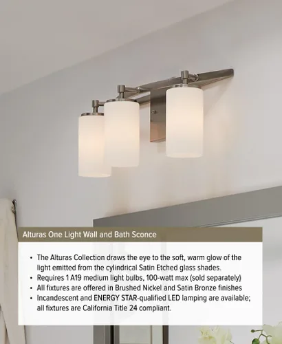 Vista 6 de Sea Gull Lighting 4124601-05 Alturas - Aplique de pared y baño, estilo de tocador, acabado cromado