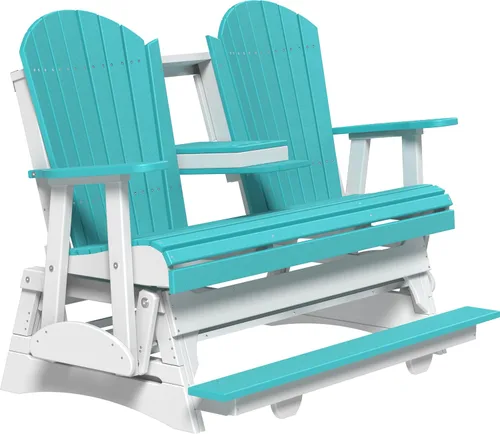 Vista 4 de LuxCraft Adirondack Balcony Glider - 5 pies con consola desplegable (Aruba en negro)