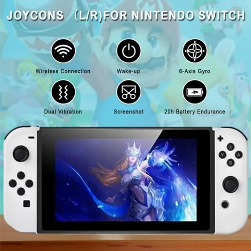 Vista 2 de XIBALAN Joypad for Switch, Replacement for Switch Controllers Joypad, Upgraded Switch Joypad with Dual VibrationWake-upScreenshot,White