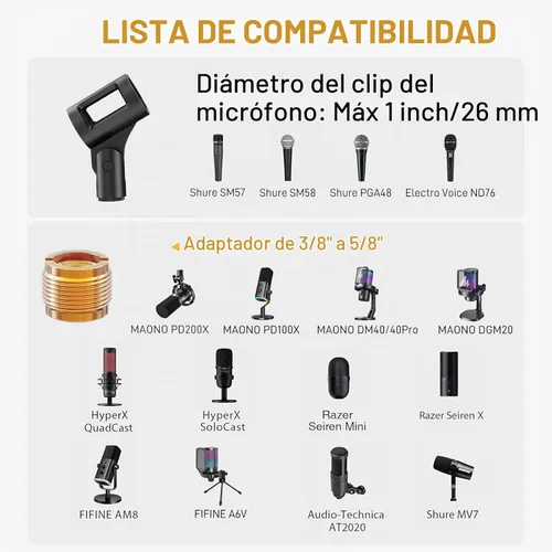 Vista 6 de MAONO Brazo articulado para micrófono: Brazo de micrófono de suspensión metálica ajustable para podcast, juegos, transmisión, grabación