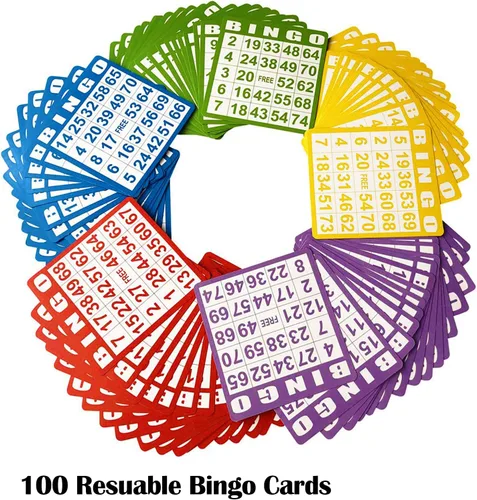 Vista 4 de Yuanhe Juego de Bingo de Lujo - Incluye Jaula Rotatoria de Metal de 8" con Bolsa de Almacenamiento Grande, 1000 Fichas Coloridas, 100 Tarjetas