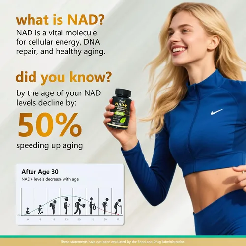 Vista 2 de Suplemento NAD 1500mg - NAD+ Liposomal Nicotinamida Ribósido con Resveratrol, NAD Plus Potenciador - Apoyo para la Salud Celular, Resistencia