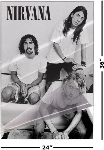 Vista 2 de POSTER STOP ONLINE Nirvana - Póster musical (B&W - Kurt, Krist & Dave) (tamaño: 24" x 36") (póster laminado)