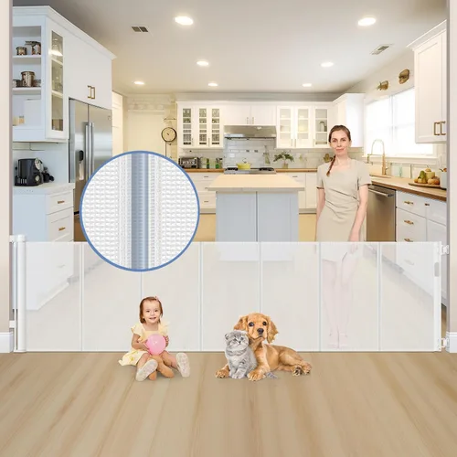 Vista 10 de Puertas retráctiles reforzadas extra largas de 120 pulgadas para marcos de puertas, puerta extra ancha para mascotas interior, puertas retráctiles