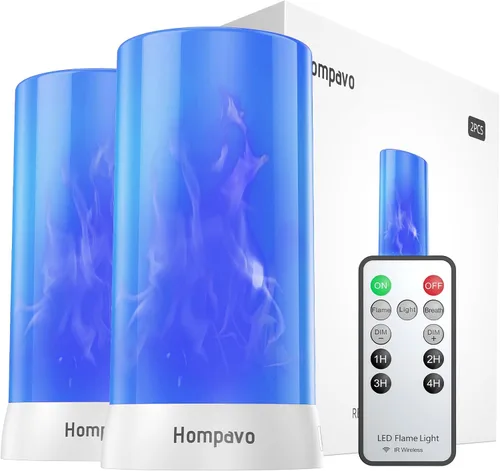 Vista 11 de Hompavo 【Actualizado】 Luces LED de llama, 4 modos de velas recargables sin llama con batería, linternas parpadeantes impermeables en pilar para sala