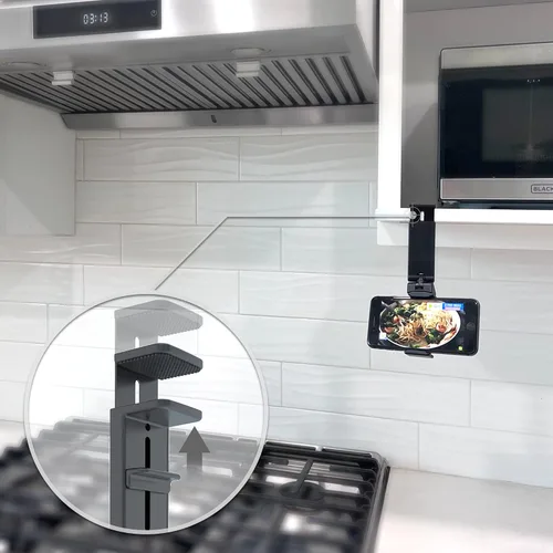 Vista 4 de Accesorios de viaje, bandeja universal para el respaldo del asiento, soporte de clip para teléfono manos libres, tamaño de bolsillo ajustable