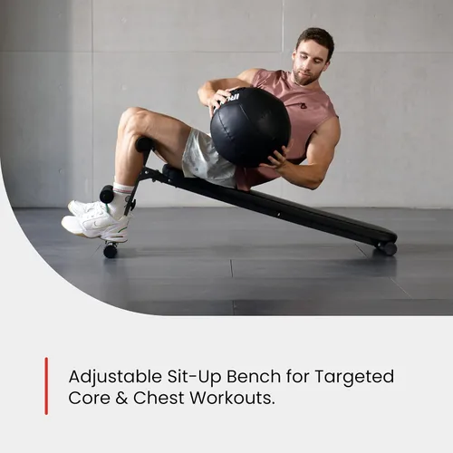 Vista 2 de Finer Form Gym-Quality Adjustable Sit Up Ab Bench & Decline Weight Bench for Home Gym Strength Training.