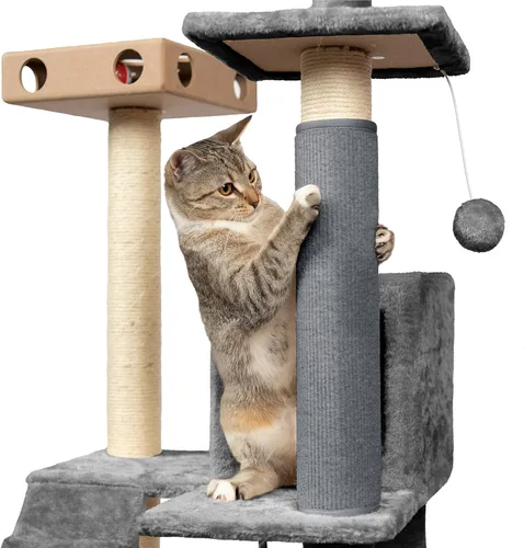 Vista 9 de Furhaven Funda para poste rascador envolvente para gatos de interior, se adapta a postes de hasta 3.5 pulgadas de diámetro, duradera y menos
