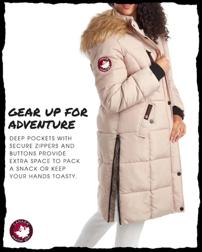 Vista 3 de CANADA WEATHER GEAR Chaqueta de invierno para mujer, parka pesada y larga con burbujas (S-XL)