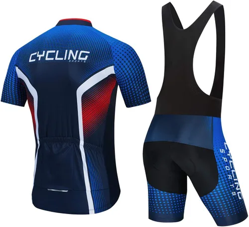 Vista 2 de PSPORT Hombres Ciclismo Jersey Pantalones Cortos Conjuntos de Ropa de Bicicleta Traje de Manga Corta Bicicleta de Carretera Ropa de Ciclismo Negro