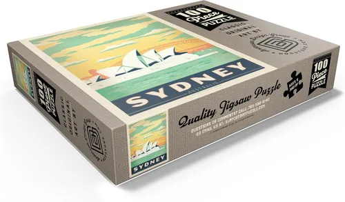 Vista 3 de MyPuzzle Australia: Sydney Harbor, Vintage Poster - Rompecabezas de 100 piezas prémium para adultos