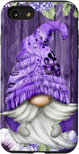 Vista 18 de Cute Purple Aesthetic Anemones Flower Pattern Lavender Gnome Case for iPhone 17