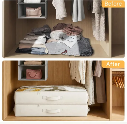 Vista 6 de TidyCorner 2-Pack Under Bed Storage Containers, 4.5 Inches Tall Low Profile Underbed Clothes Storage Organizer Bin with Sturdy Sidewalls/Bottom