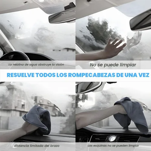 Vista 6 de Herramienta de limpieza de parabrisas, limpiador de ventanas de automóvil con mango largo extensible y 4 almohadillas de microfibra lavables
