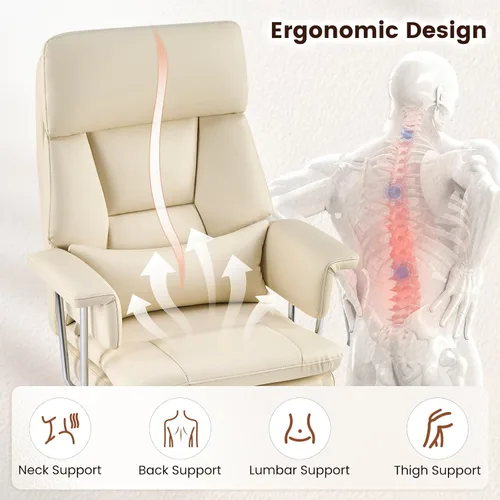 Vista 7 de Ergonomic Home Office Desk Chair, Heavy Duty Executive Chair with Footrest Beige