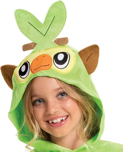 Vista 3 de Disfraz de Pokémon Grookey para niños overol oficial con capucha de Pokémon con orejas