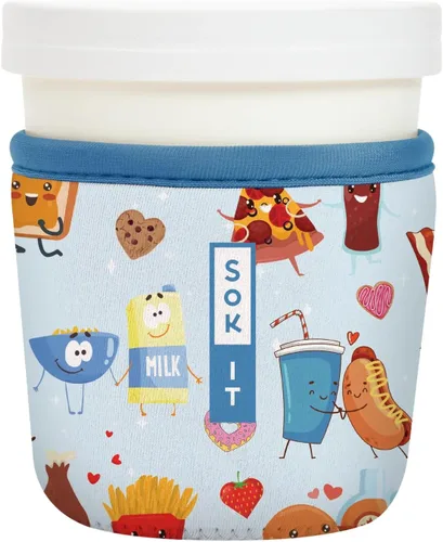 Vista 108 de Sok It IceCreamSok - Funda de neopreno aislada (flores abstractas, pintas de helado cónicas)