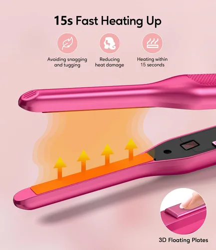 Vista 3 de Terviiix Plancha plana tipo lápiz (rosa intenso) y mini plancha plana (rosa intenso)