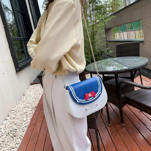 Vista 8 de Sunwel Fashion Bolso cruzado pequeño Kawaii Anime Cosplay bolso de hombro con cadena de lazo