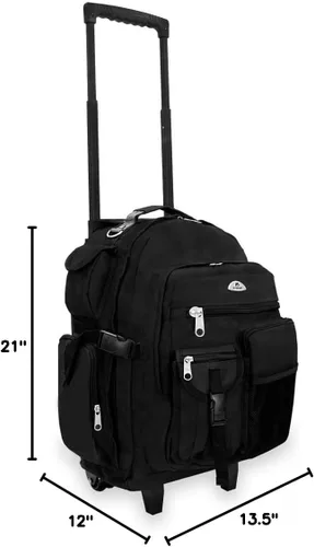 Vista 7 de Everest Deluxe Mochila con ruedas., Negro), 5045WH-BK